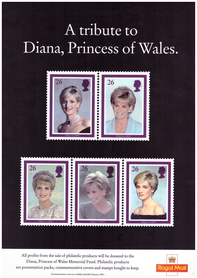 (image for) 1998 Diana, Princess of Wales Post Office A4 poster. - Click Image to Close